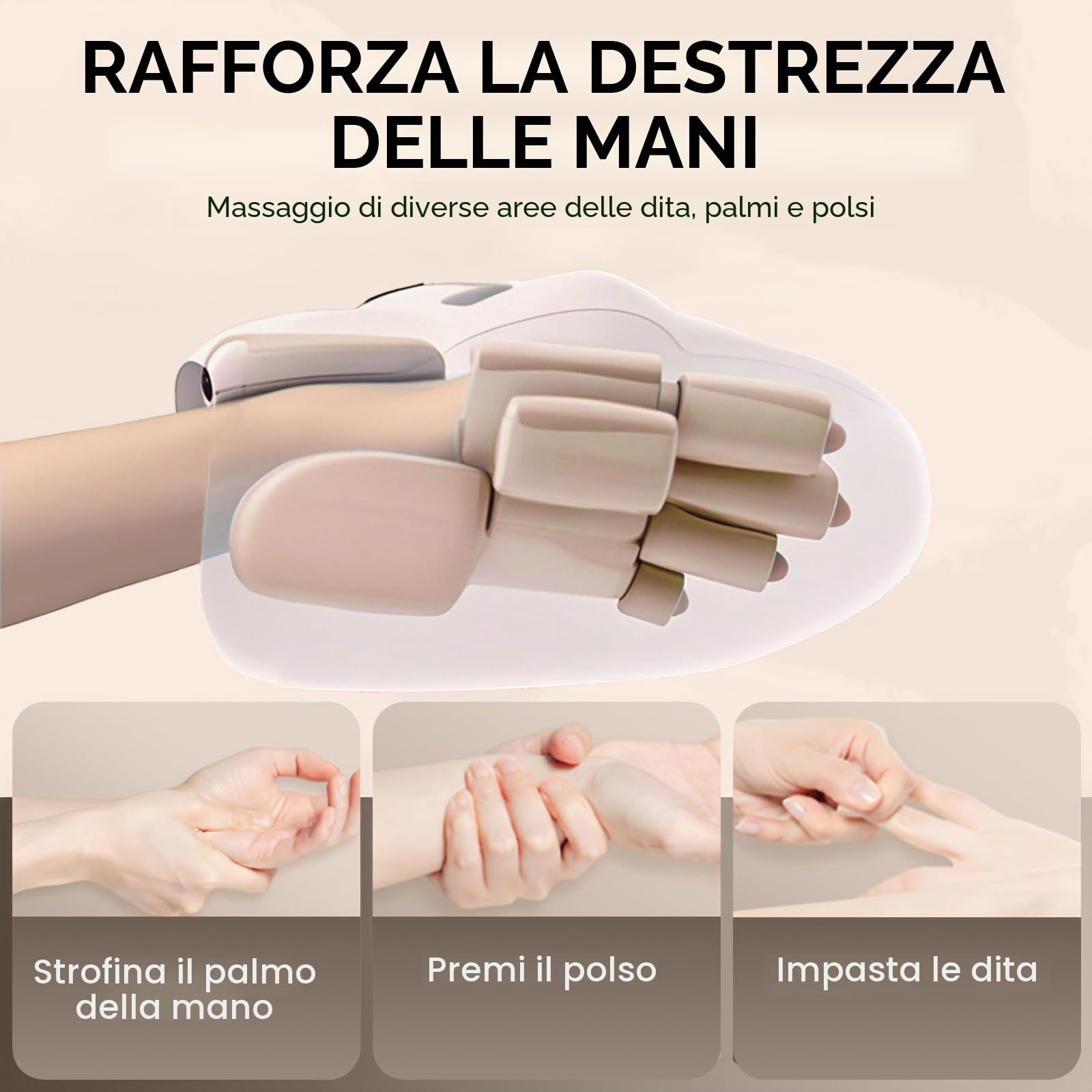 Massaggiatore manuale artrosi, massaggiatore mano, massaggiatore elettrico, 3 modalità e 5 forze, con termoterapia, impastare le mani umane, regali per la famiglia e gli amici