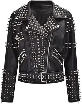 Amazon.com: Alloaone Women Spring Rivet Death Patch Fuax Leather