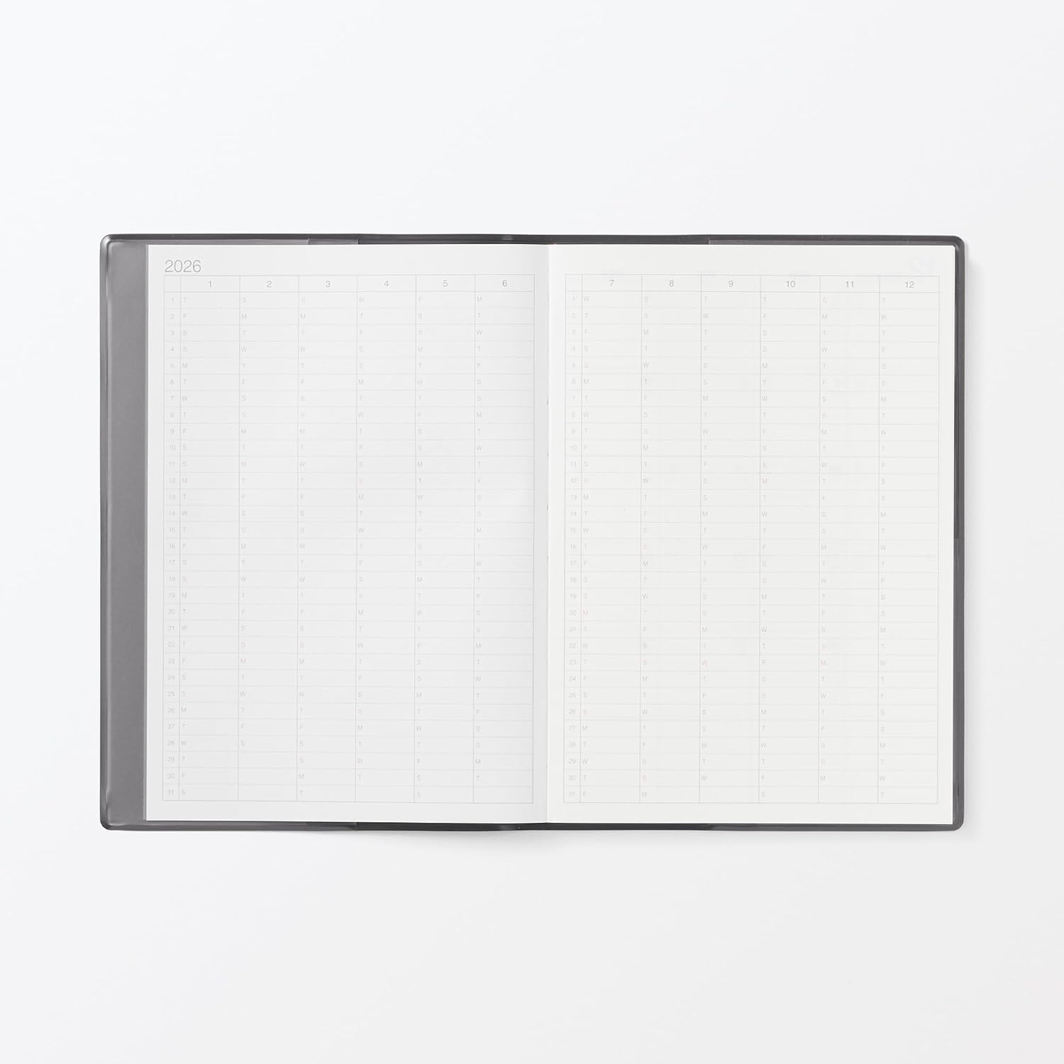 MUJI 84854255 Monthly/Weekly Planner, Starts December 2025, B6, Dark Gray