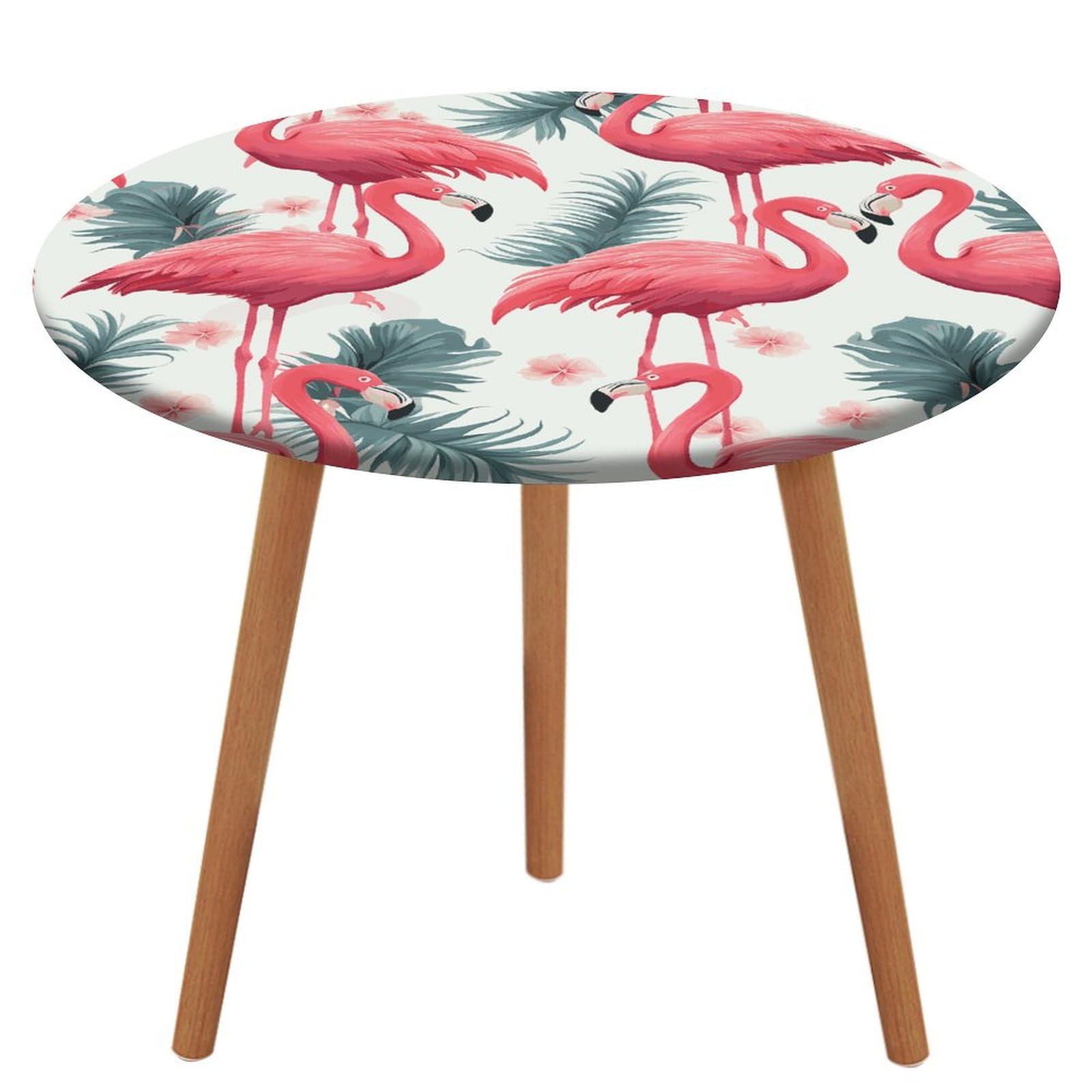Nappe ronde élastique imperméable et lavable avec motif flamant rose de jardin