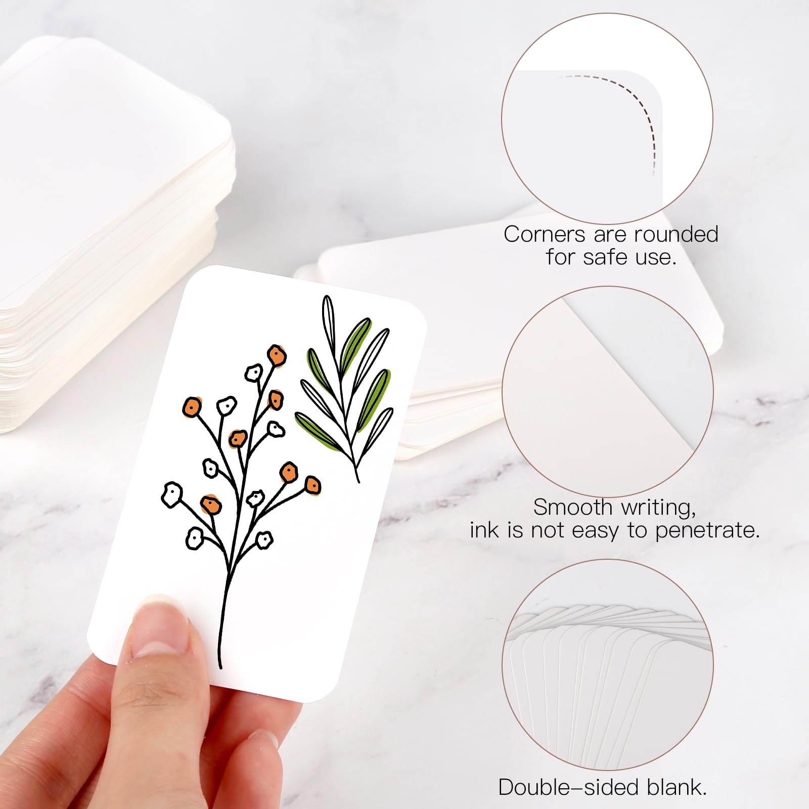 GUOYIHUA Pack of 200 White Blank Paper Cards, 200gsm Kraft Paper, 9 x 5.2 cm, DIY Cards, Invitations, Greetings - Image 4