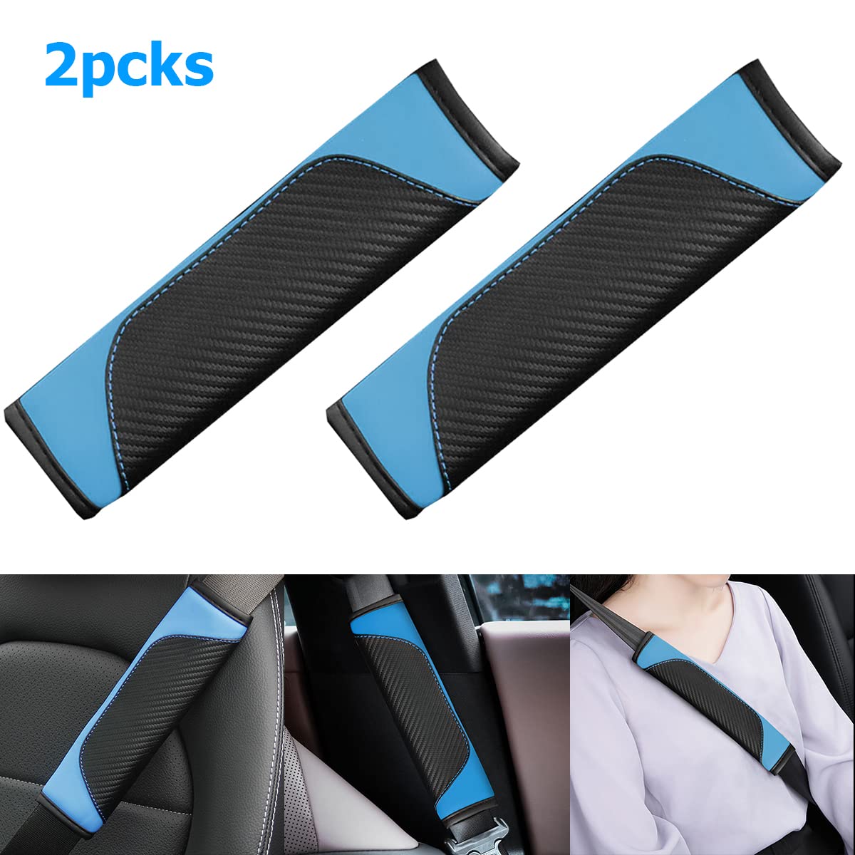 Paraspalle Per Cintura Di Sicurezza JNNJ - 2 Pezzi In Pelle Carbonio - Foto 2