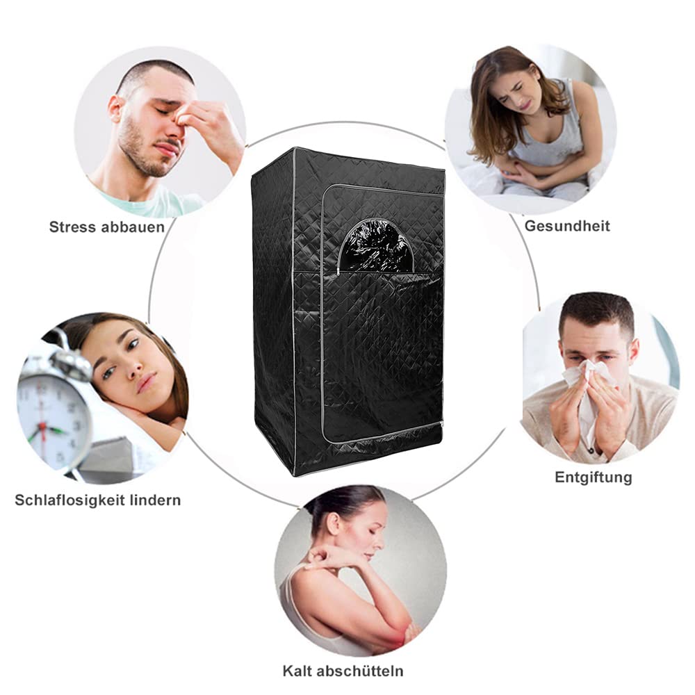 Sauna, sauna parowa, przenośna sauna z pilotem, przenośna sauna, która może złagodzić zmęczenie, utrata wagi (B-czarny)