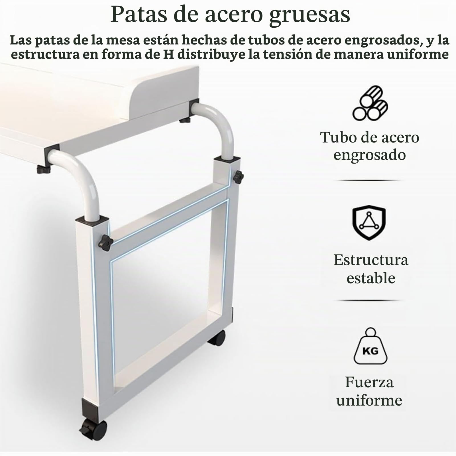 Mesa De Sobrecama con Ruedas, Escritorio sobre La Cama para Computadora Portátil, King Queen (Color: Marrón)