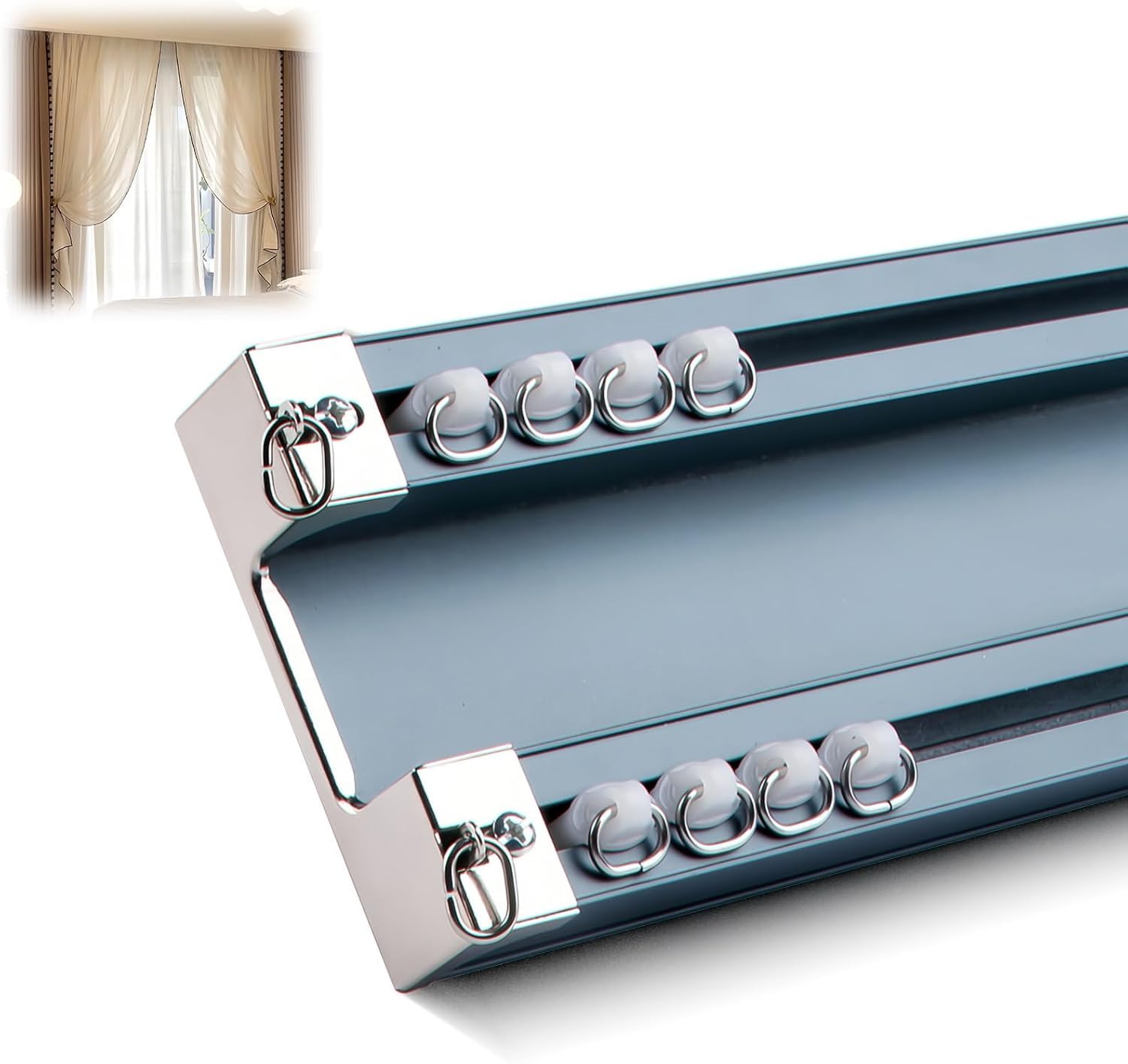 Système de rail de plafond double pour rideaux de salon et séparation de pièce