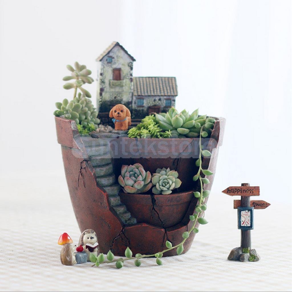 Rustic Sky Garden Succulent Plant Flower Bed Pot Box Case Garden Planter