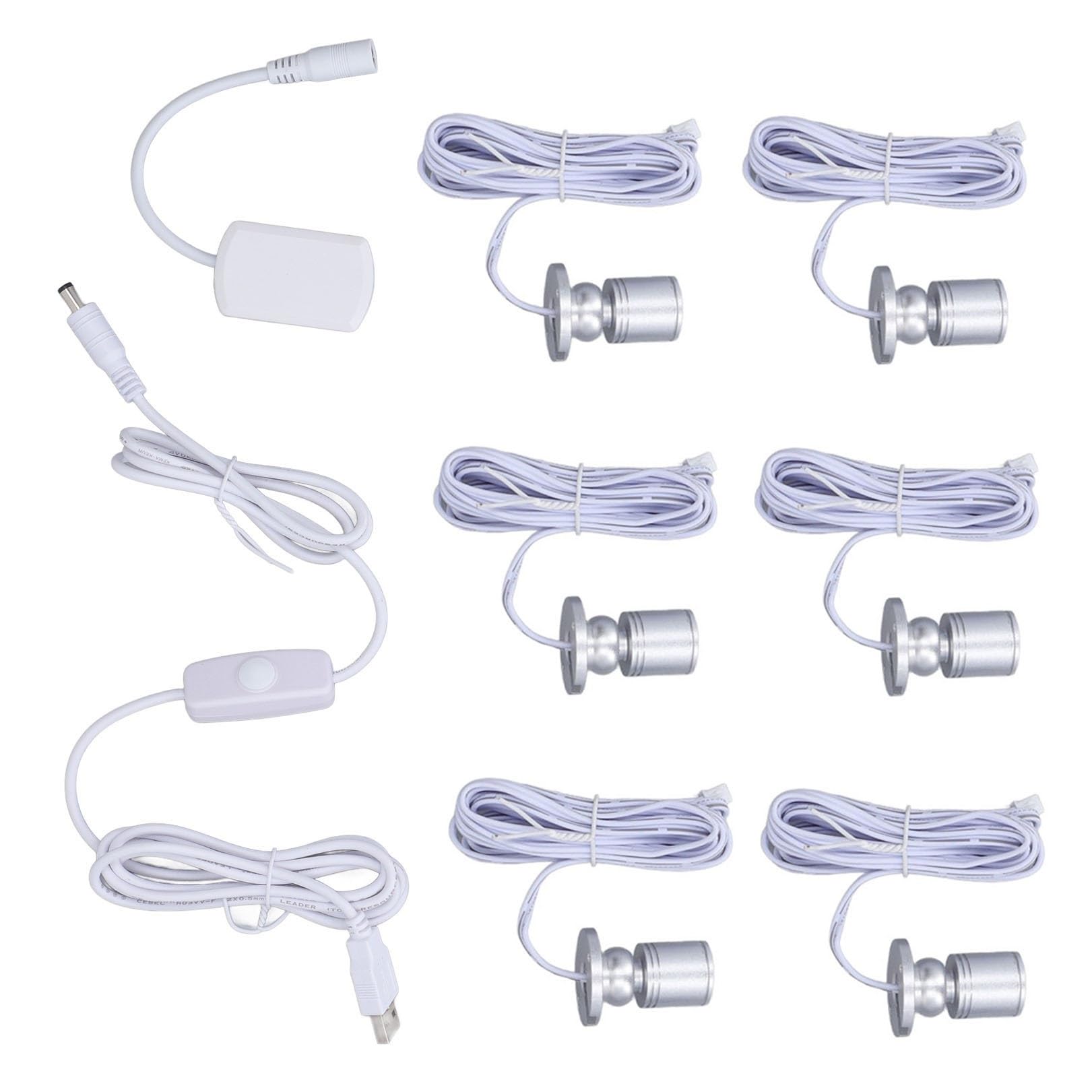 Foco Led USB 5V Color Regulable Mini Punto De Techo Escaparate Patrón Escaparate Luz Decoración De La Habitación 1 A 10 Juegos(Pack-6,3000k)