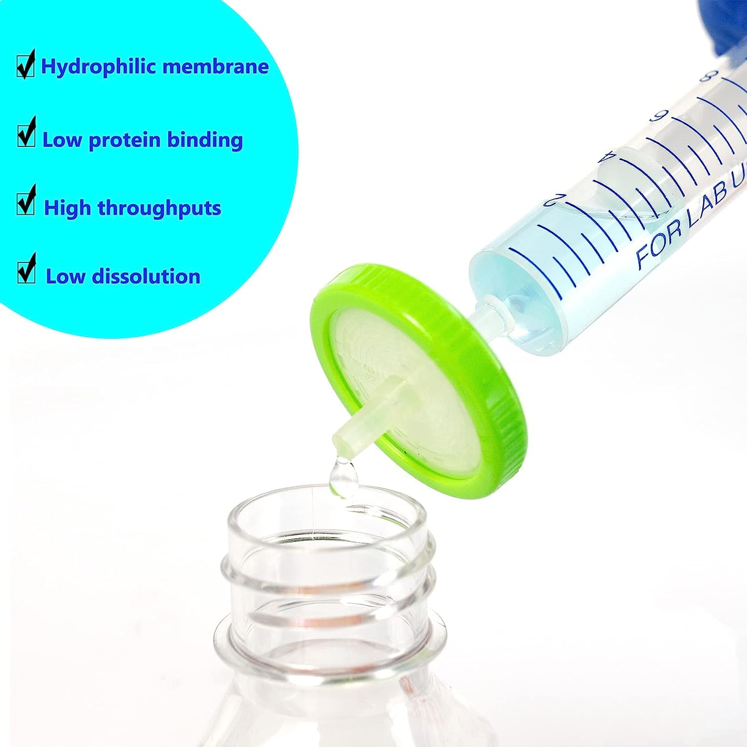20 sztuk filtrów do strzykawki sterylne membrany PES o średnicy 33 mm i porach 0,22 um, filtry igłowe do HPLC i GC, filtracja laboratoryjna o wysokiej wydajności
