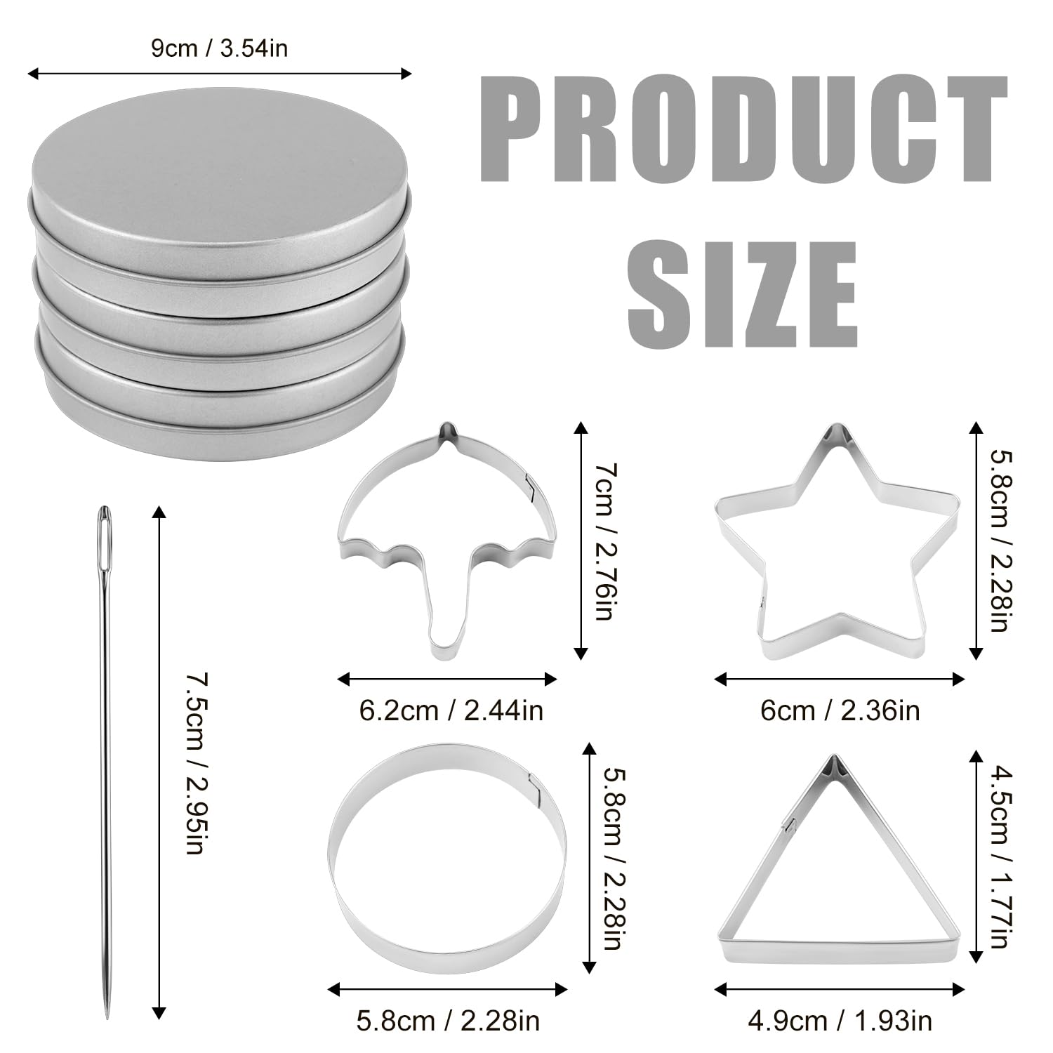 Lot de 5 emporte-pièces en acier inoxydable, outils de fabrication de bonbons, mini biscuits Dalgona, triangle, rond, étoile, parapluie, kit de moules à gâteaux pour la cuisson des gadgets de cuisine