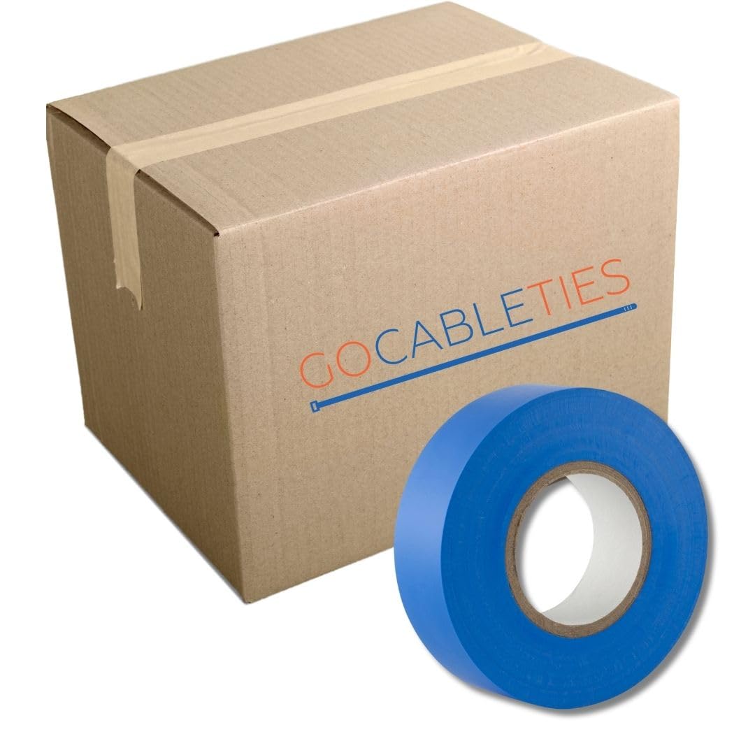 Gocableties Blue Electrical Tape, 19mm x 20m, Bulk Box of 50 Rolls, Strong Self-Adhesive PVC Insulation Tape for Insulating, Repairing and Protecting Electrical