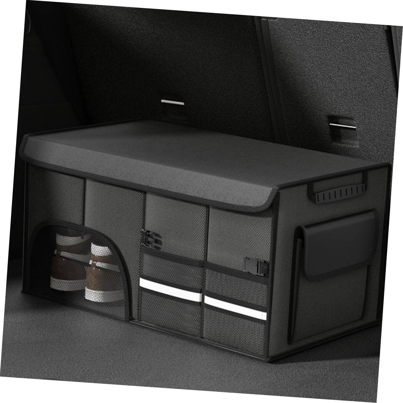 Cabilock Organizador Plegable de Gran Capacidad de Maletero para Coche de Tela Oxford Negra, con Múltiples Compartimentos para Camping y Uso en Maletero