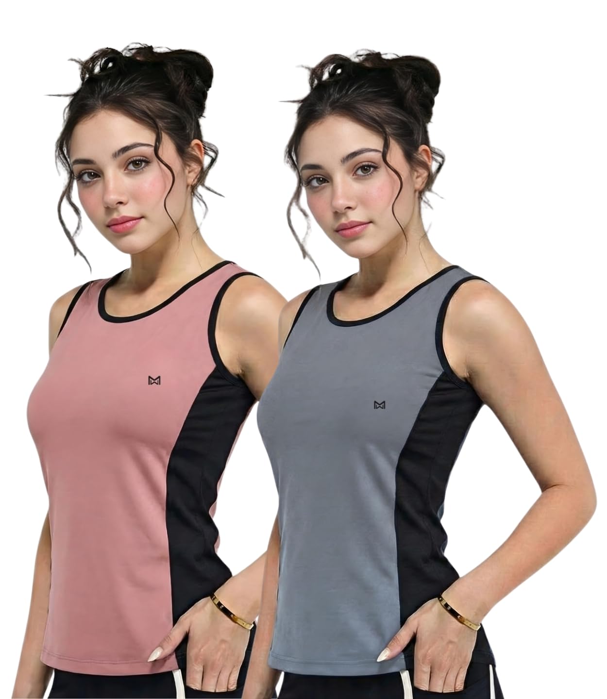 White Moon Polyster Gym Tank Tops for Women Sleeveless Workout Vest for Women & Girls | Lightweight Activewear for Running, Sports & Gym, Polyester, Regular Fit | Tops for Women (Pack of 2)-picture-23
