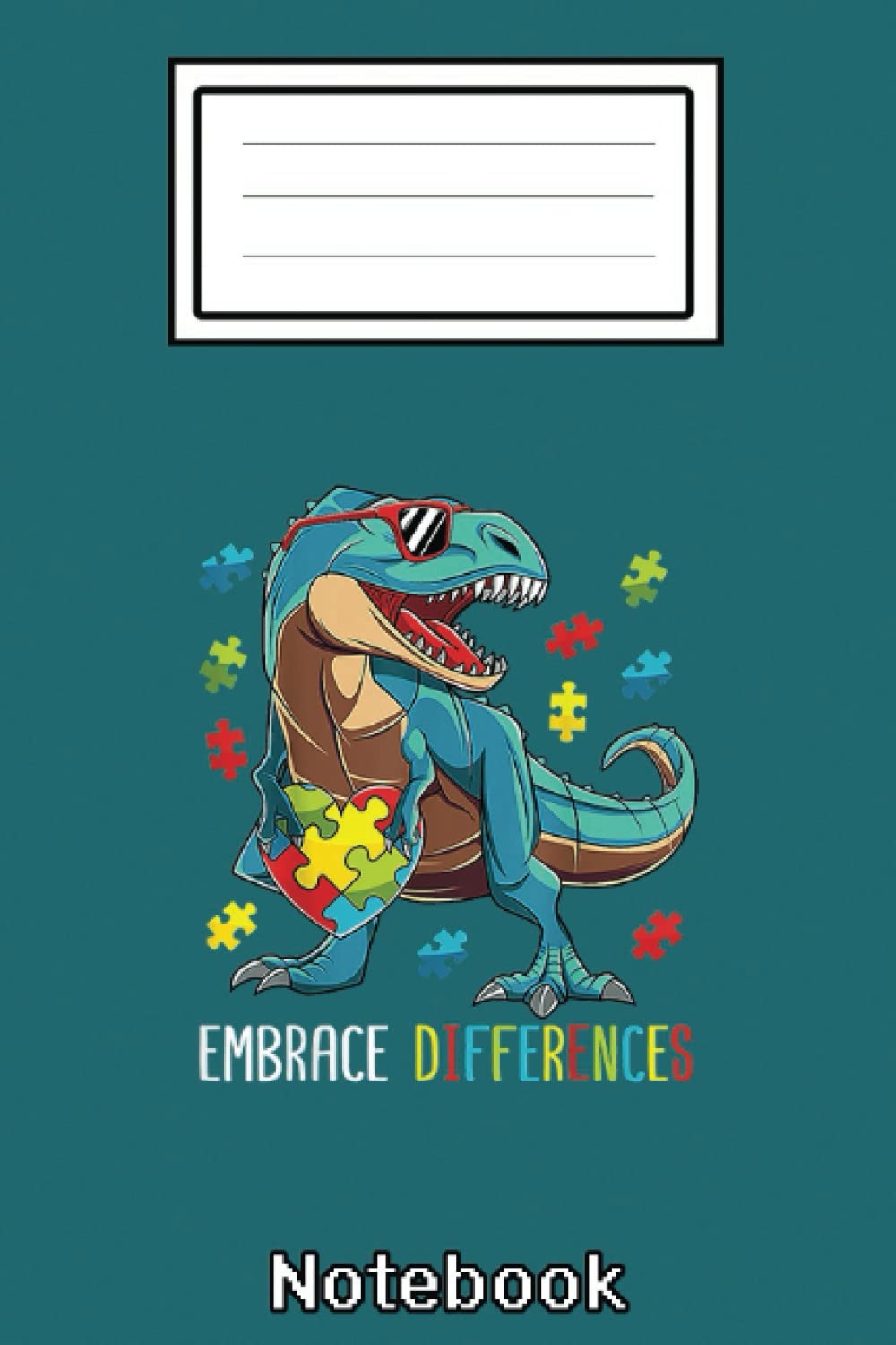 Dinosaur Puzzle Piece Autism Awareness For Boys Kids Notebook Retro: Autism Notebook: Autism Teacher Journal; Autism Awareness Gift Notebook... 110 Lined Pages; Memory and Keepsake Journal