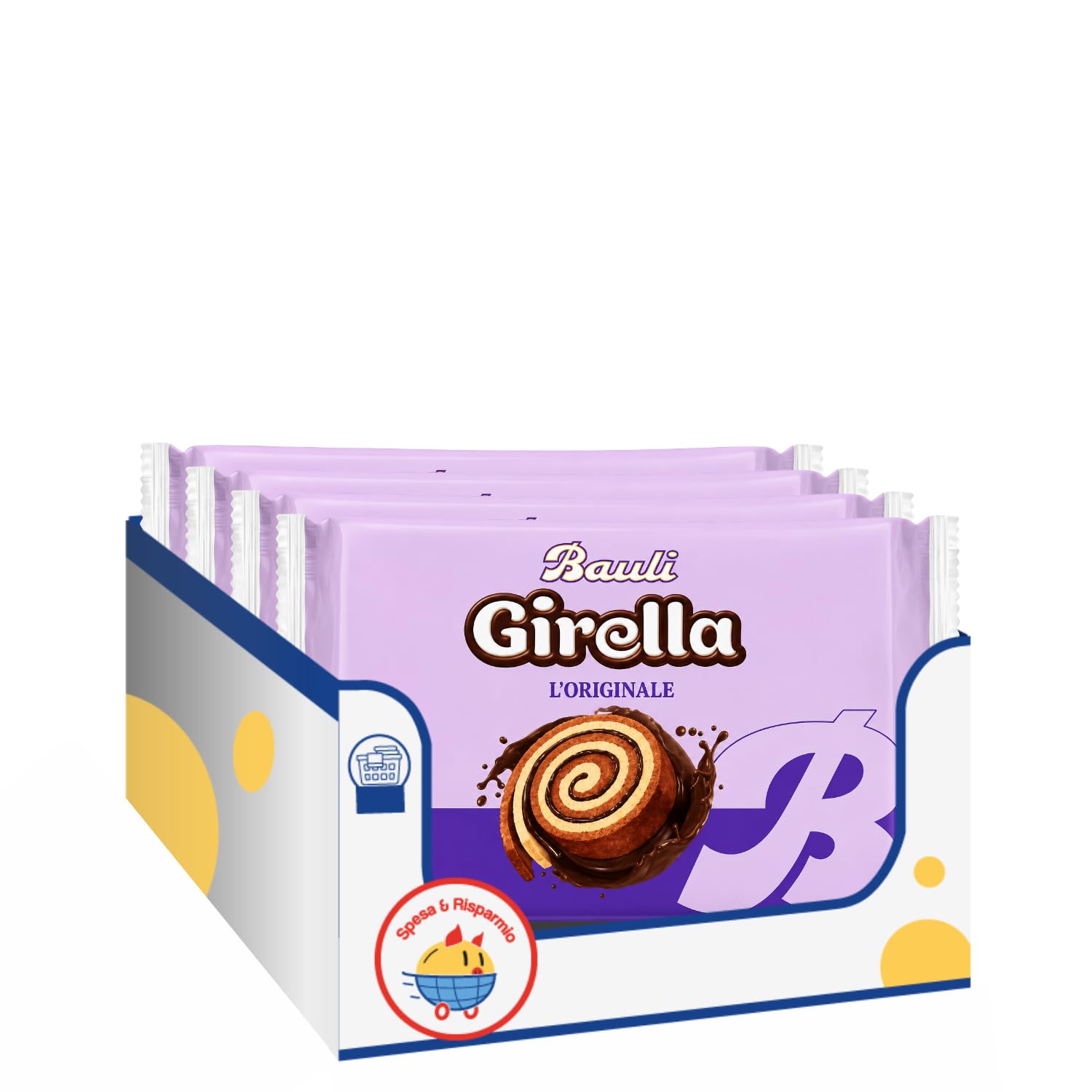 Merendine Girella al Cacao 8 Pezzi 280g Snack Dolce Soffice per Colazione e Merenda Variazioni 4/8/12 Confezioni (12 PEZZI)