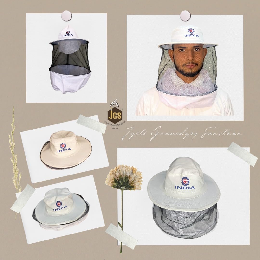 JGS Bee Cap Honeybee Cap | Bee Veil for Protection of Face from Honey Bee Sting | Sting Protection for Neck and Face (White, Pack of - 2) - Image 8 thumbnail