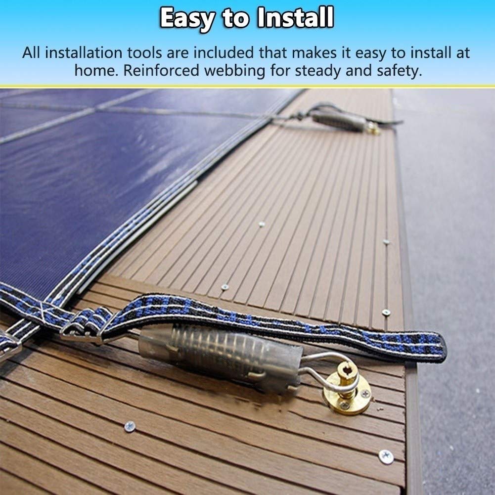 Cobertor Solar para Piscinas Cubierta de seguridad extra larga para piscina de invierno, para seguridad y protección de niños y prevención de escombros, con herramientas de instalación Cubierta de pi