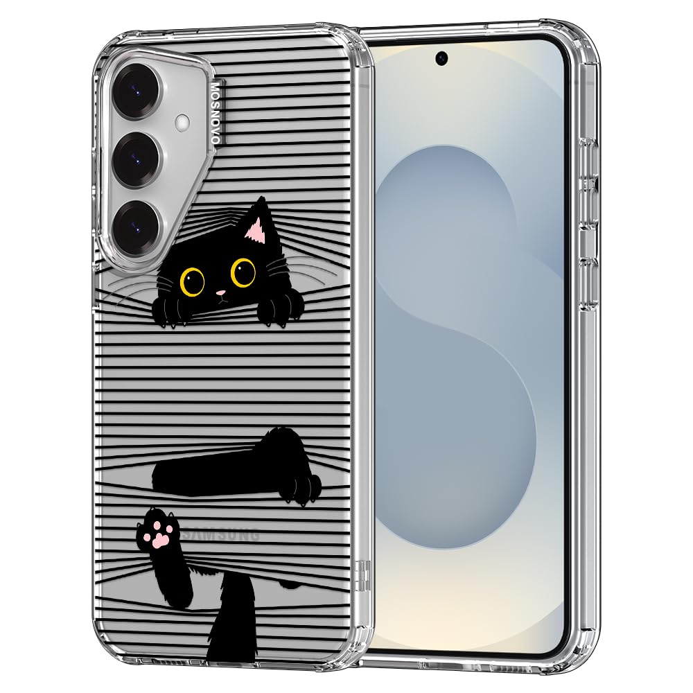 MOSNOVO Case for Samsung Galaxy S25 / Galaxy S24, [Buffertech 6.6ft Military-Grade Drop Protection] [Anti Peel Off Tech] Clear TPU Bumper Phone Case