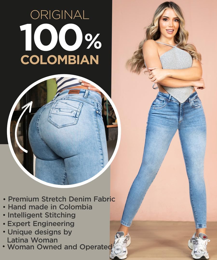 Pantalones Colombianos Levanta Cola | Butt Lifting Jeans for Women Colombian Jeans for Women Butt Lift Boot Cut Jeans Blue - Image 3