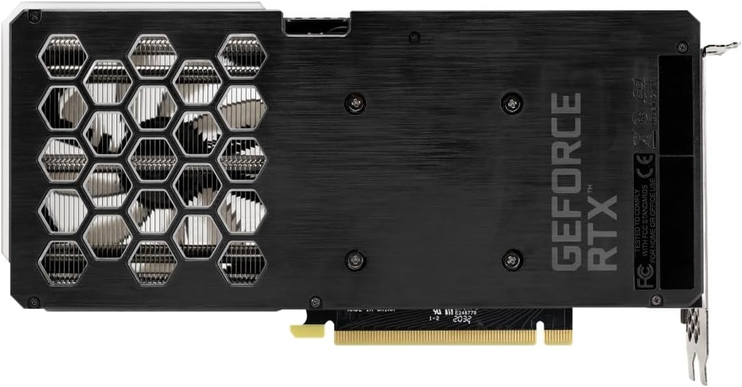 Płyta tylna view of the Palit GeForce RTX 3060 Ti graphics card