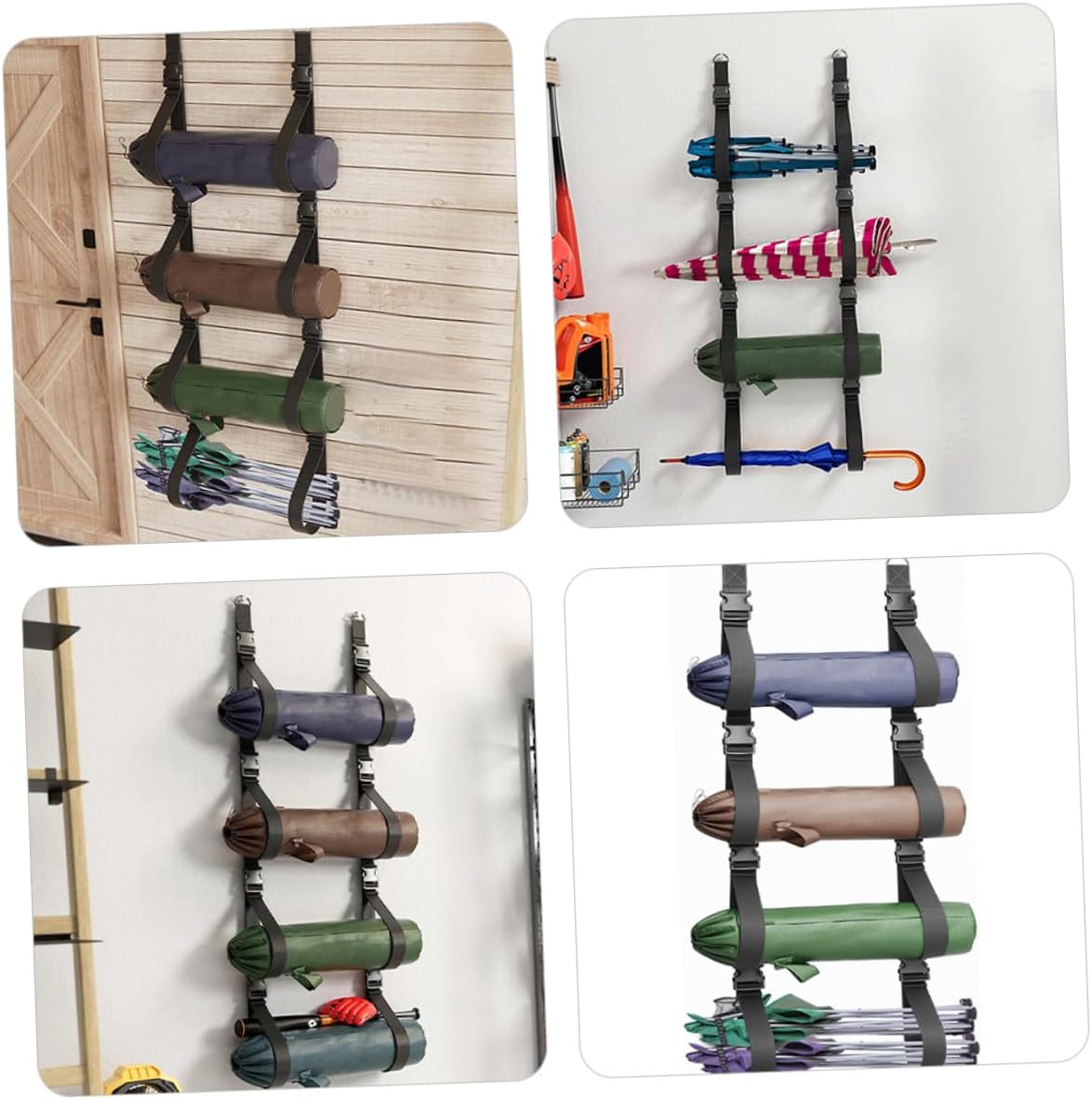 Luxshiny Adjustable Wall Storage Strap for Camping Chair and Garage, 2pcs Heavy-duty Wall Hanging Strap with Buckles for Multi-use Storage and Organization