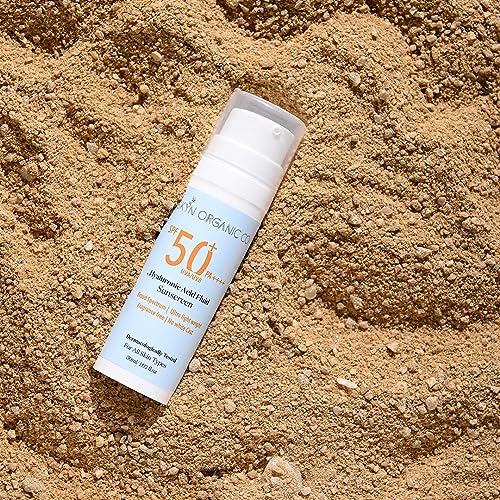 Image of Skyn Organic Co. Hyaluronic Acid Fluid Sunscreen Cream SPF 50 (PA++++) Broad Spectrum(UVA /UVB) Protection for Men And Women, Hydrating, Ultra Light Weight, 100% No-White Cast, All Type Skin 30 ML
