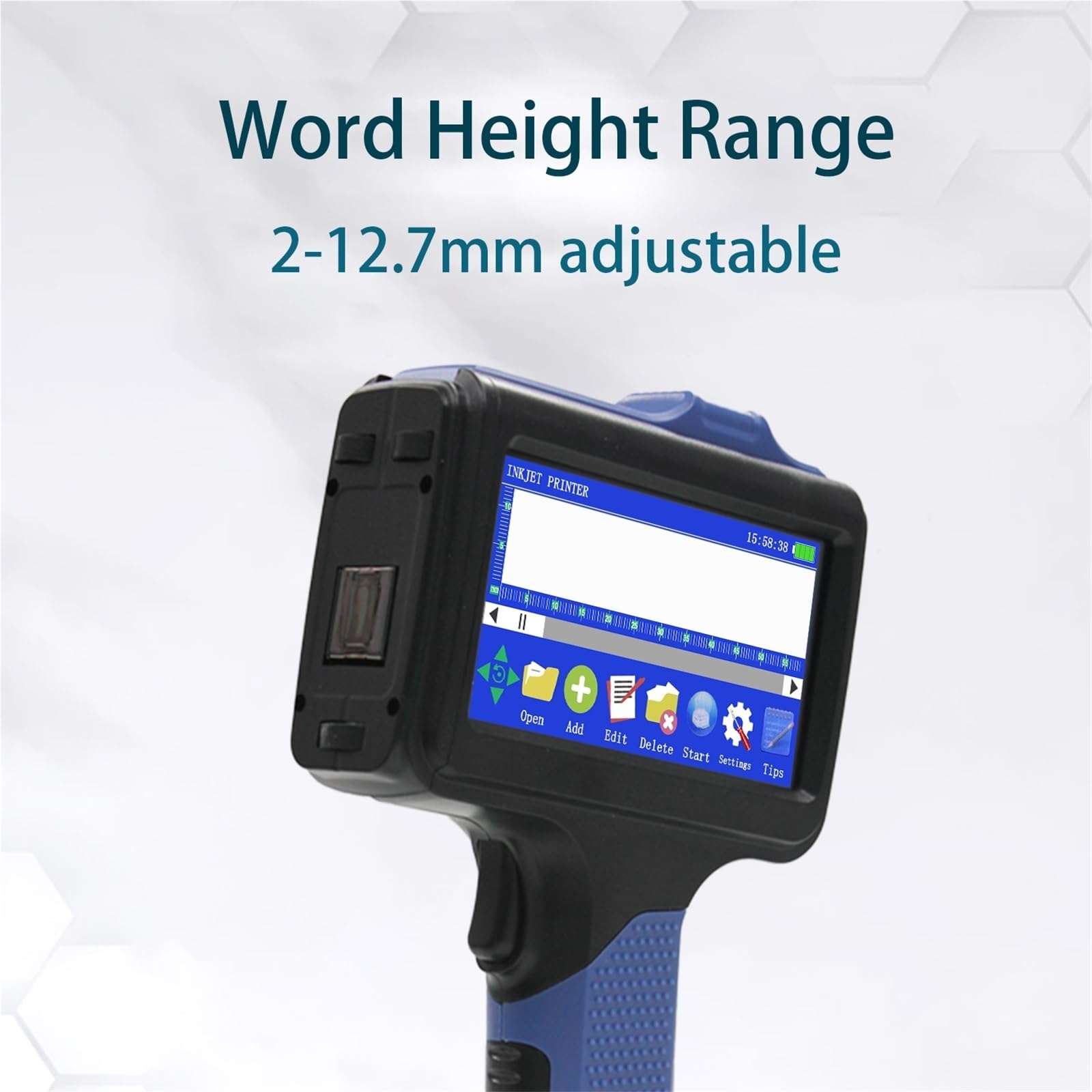 Imprimante Jet d'encre Portable, Imprimante À Jet d'encre Portable 12,7 Mm QR Code Code-Barres Numéro De Lot Date D'identification D'expiration Étiquette,pour l'étiquette