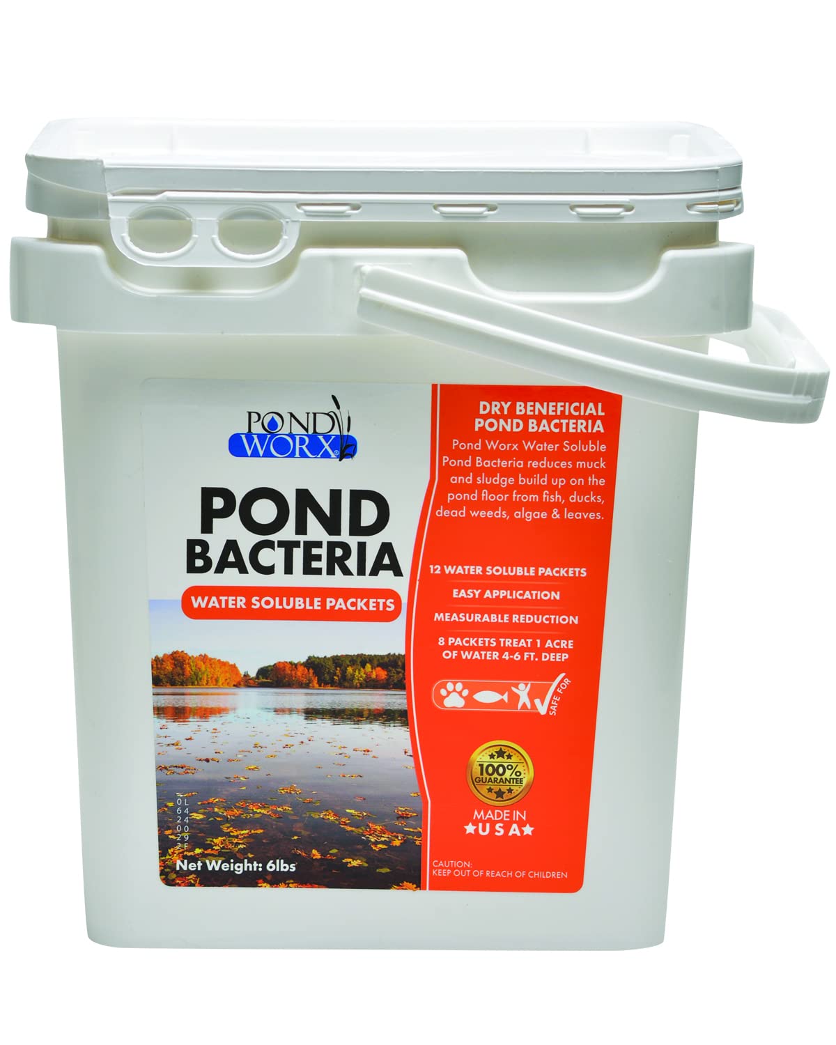 Pond WorxBacteria Packets – 12 Packets - Cleanses Water & Removes Odors, Easy to Use Natural Bacteria Packets, Treats 1.5 Acres Compared to 1 Acre - Manufactured in USA