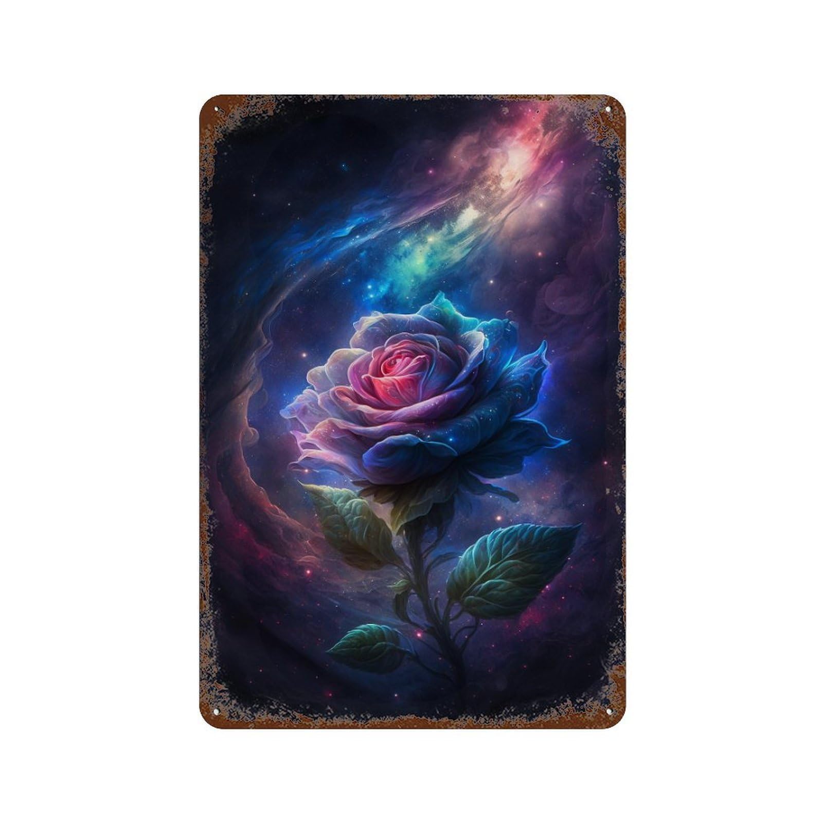 Cosmic Rose Fantasy Art Decorative Tin Sign 11.8"x7.9", Retro Wall Decor for Garage, Pub Or Kitchen