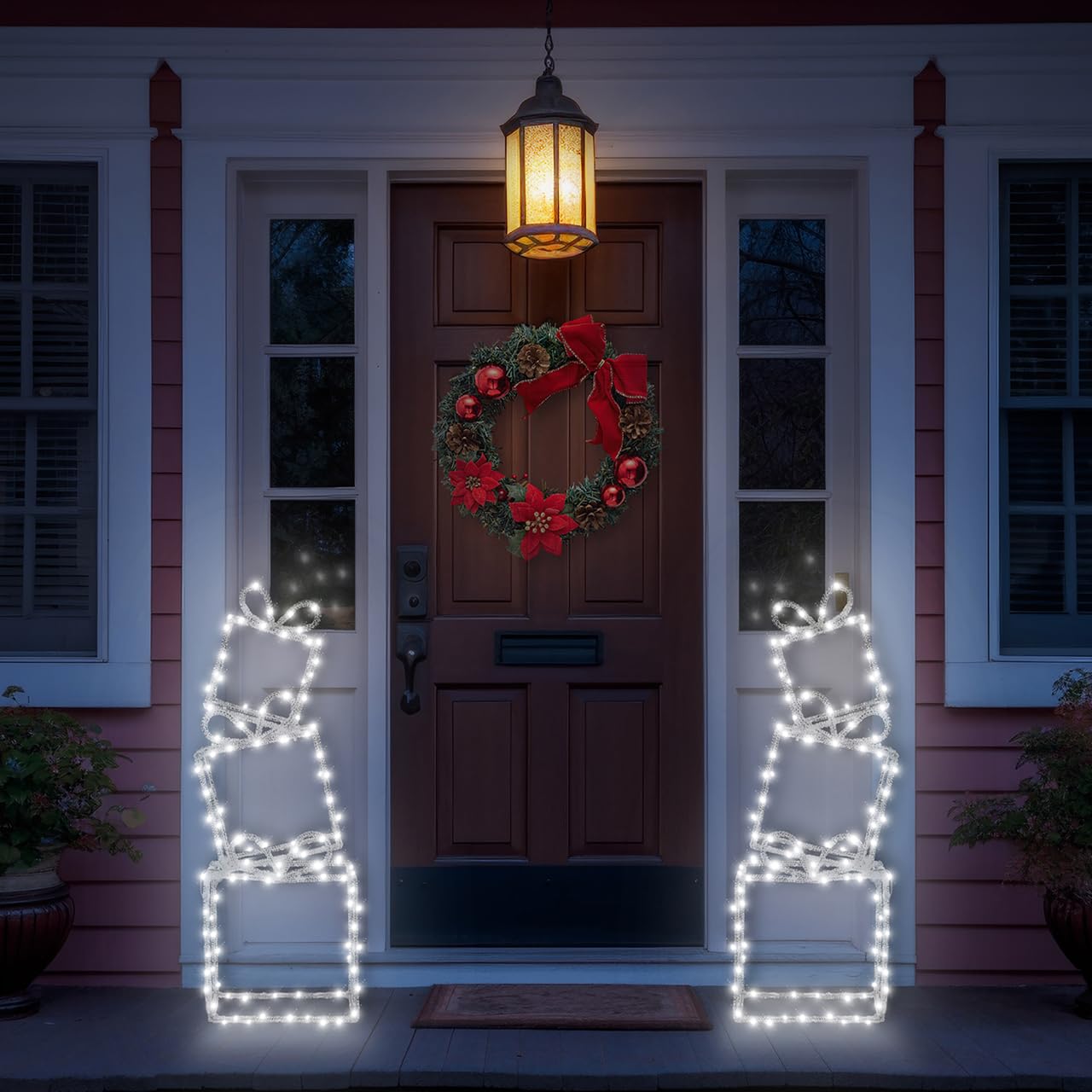 mysmartbuy.com Indoor or Outdoor Pre-Lit Stack Light with 190 LEDs, 5m Lead, Ground Stakes & Timer - Illuminated Festive Xmas Garden Decoration for Home, Lawn, Border, Pathway, Driveway, Porch
