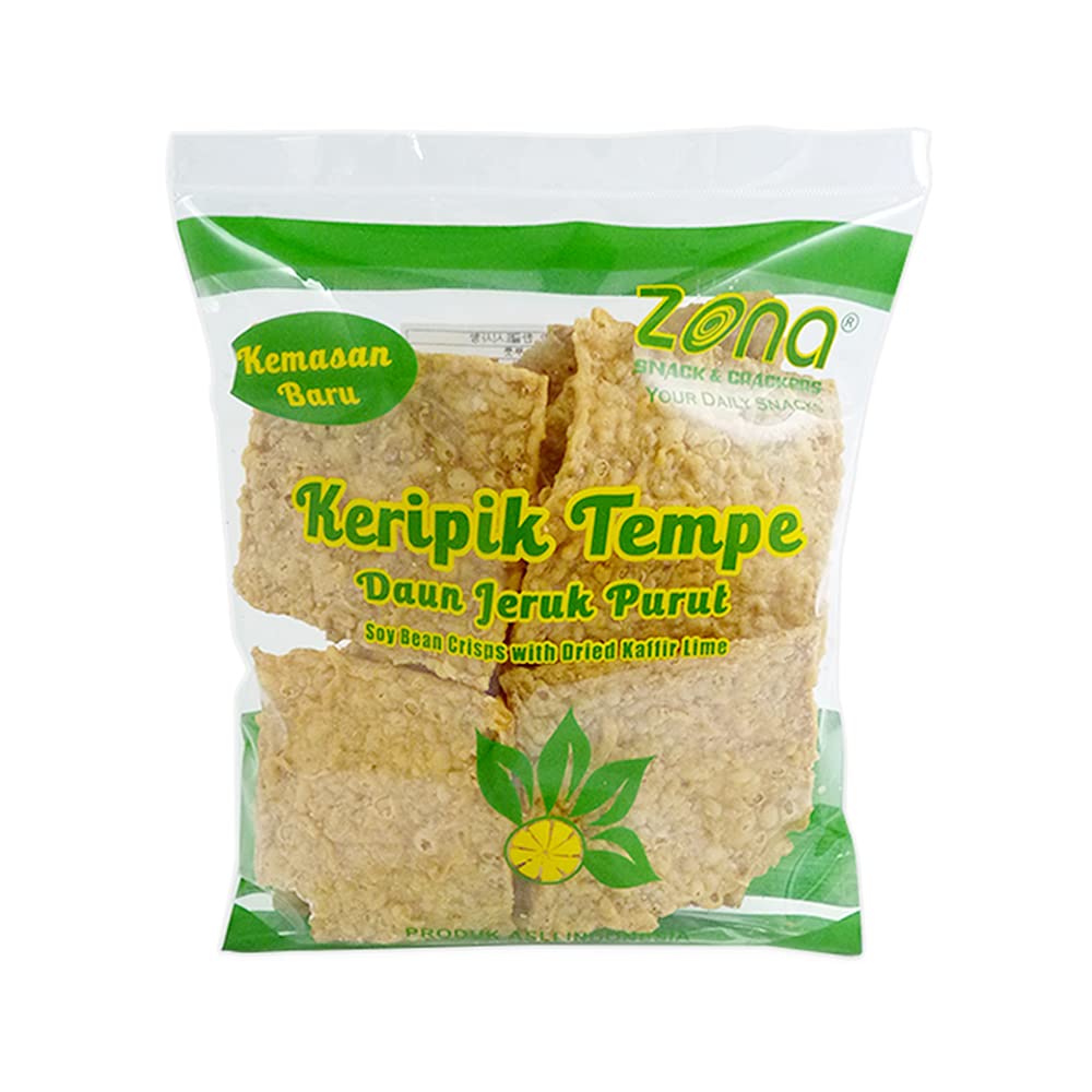 Zona - Soybean Chips with Kaffir Lime Leaves (Keripik Tempe Daun Jeruk Purut) 7.05oz Pack of 1