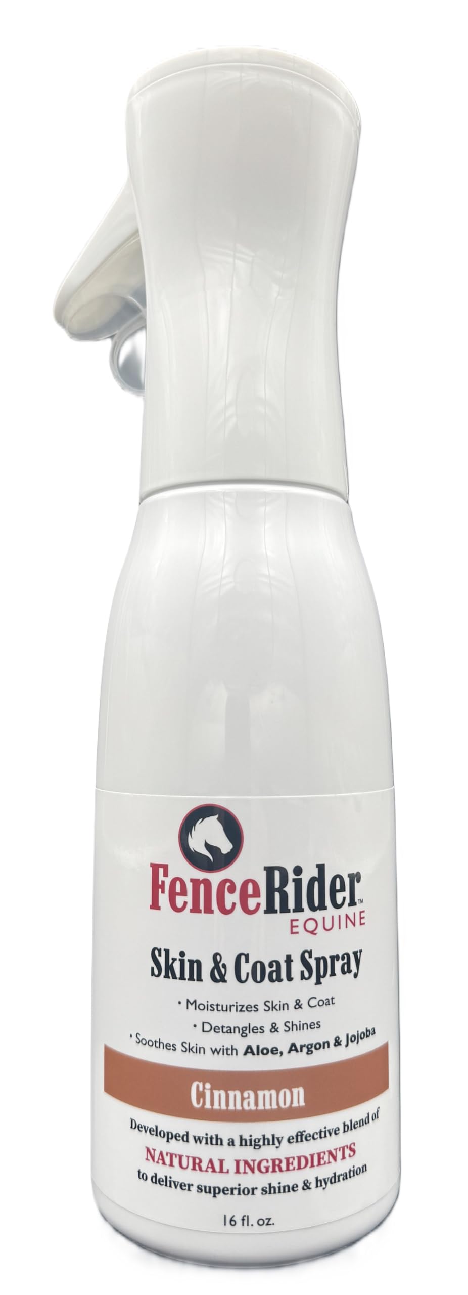 Fence Rider Skin & Coat Spray for Horses, Blend of Premium Natural Ingredients to Soothe Skin and Shine Coat, (Cinnamon Scent). with Gentle Spray-Mist Technology.