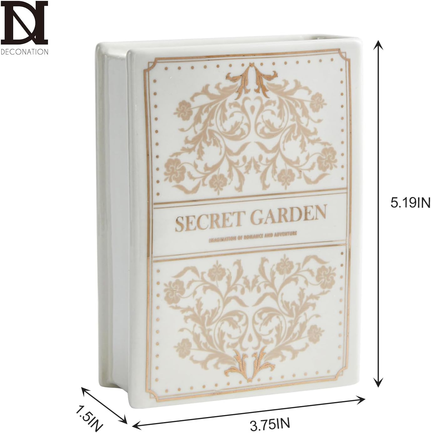 Ceramic Book-Shaped Vase for Flowers, Book Lovers Gifts Planter Pot, Aesthetic Room Decor Cute Unique Flowers Vases for Home, Bookshelf, Bookish, Bedroom & Office Decor for Women, Reader Gift (White) - Image 3