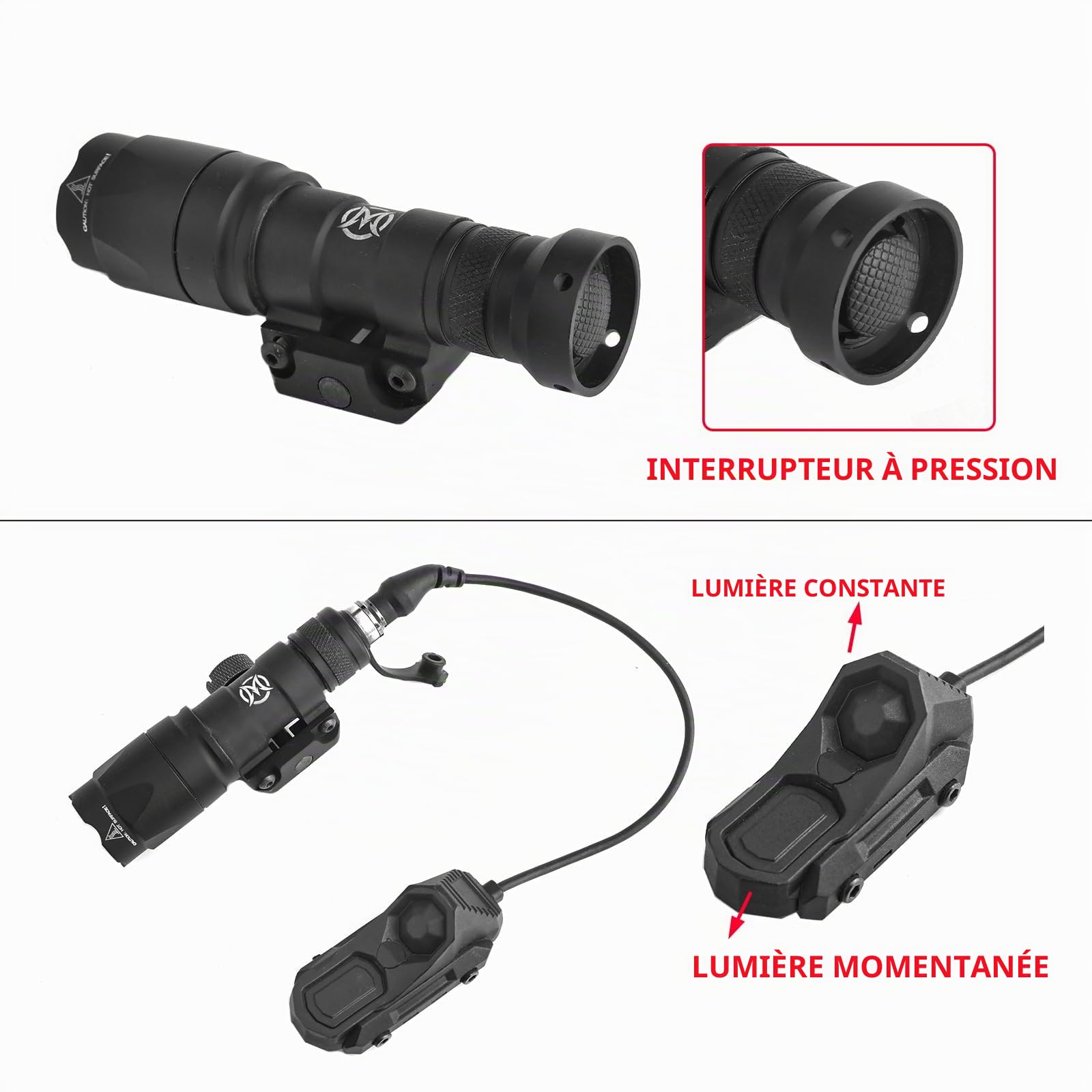 M300A Lampe de Poche Tactique, Lampe Torche 600 Lumen