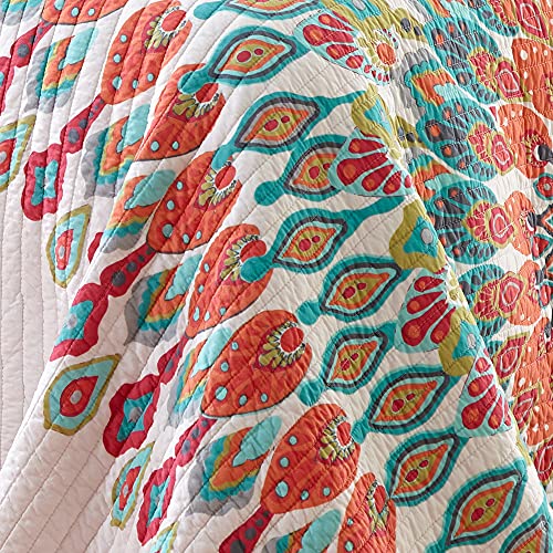 Housse de couette coton orange et bleu multi pour une chambre lumineuse