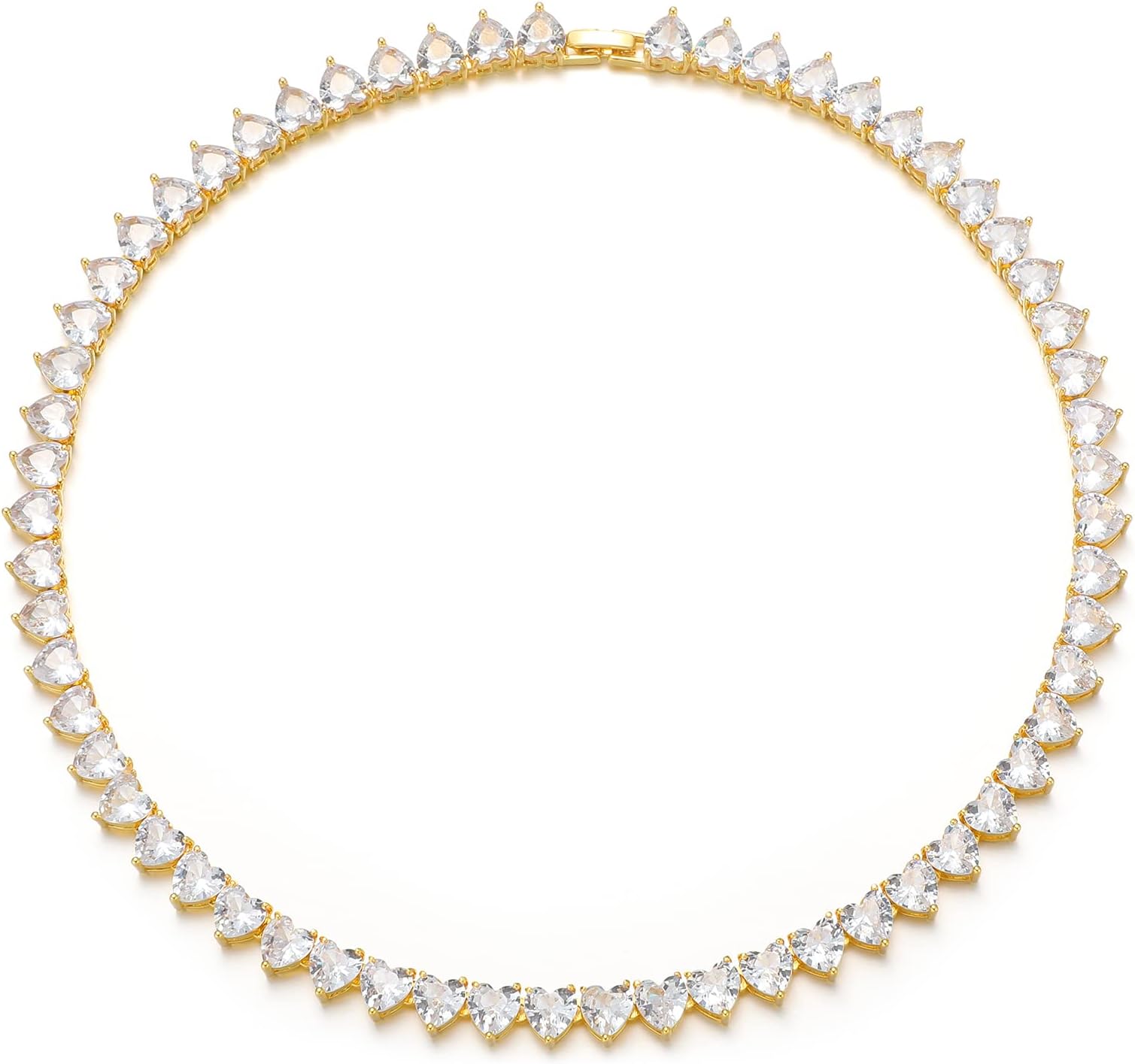 FEEL STYLETennis Chain for Women Men,Iced Out Necklace Crystal Cubic Zirconia Heart Diamond Necklaces 8mm 18inch Bling Choker Chain for Hip Hop Jewelry