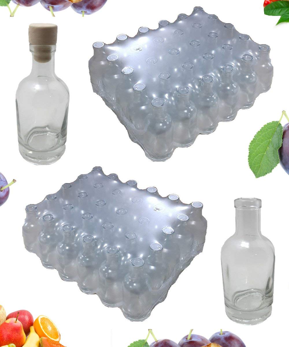 Generico 60 Bottiglia Oblò ml 200 con tappo in pacchi da 30 pezzi (2 pacchi x 30), adatta a contenere liquore o bevande completa di 60 Tappi Silicone