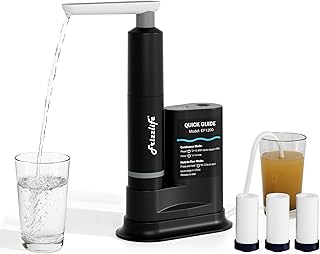 Frizzlife Electric Water Filter Camping, 0.01μm Ultrafiltration 7-Stage Portable Water Filter, Rechargeable Water Purifier for Camping, Survival, Backpacking,Hiking & Emergency,3pcs Pre-Filters,EF1200