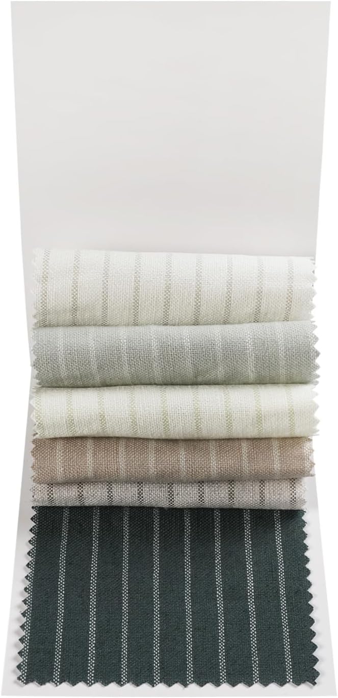 ChadMade Windsor Collection Fabric Sample Booklet, Linen Cotton Striped, 4inch(W) x 6inch(L), 6 Colors Included