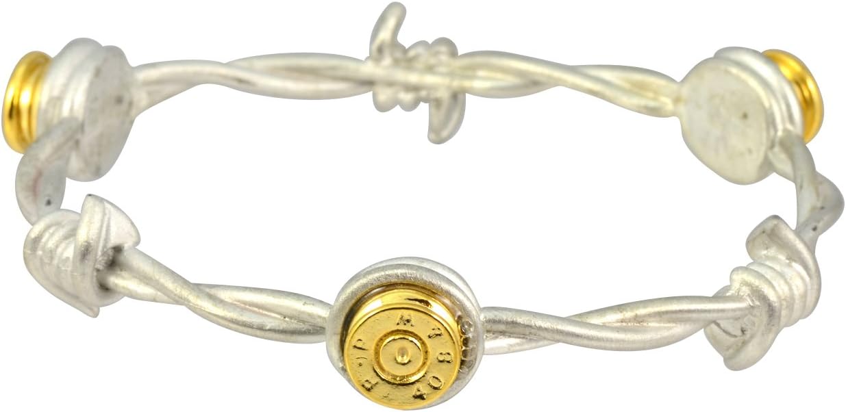 Lizzy J's Barbed Wire Bullet Shell Cuff Bracelet, Mixed Metal Plated Round