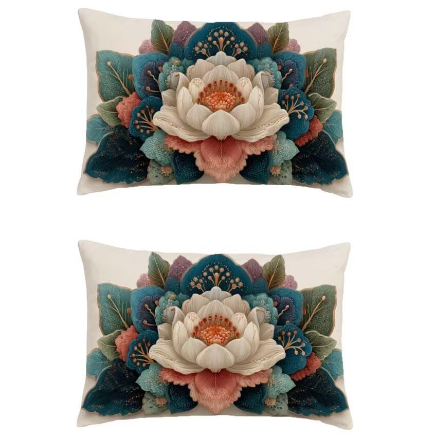 Housse de coussin 50x90cm mandala lin : cadeau deco maison et patio