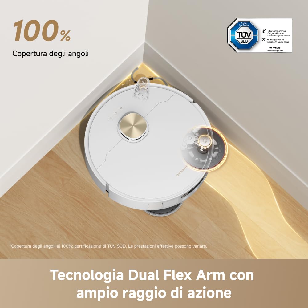 DREAME L50 Ultra AE Robot Aspirapolvere e Lavapavimenti, Dotato di Sistema di Auto-Svuotamento e Auto-Pulizia dei Moci a 100 °C,Aspirazione da 28.000 Pa,Rilevamento Degli Ostacoli e Navigazione a 360°