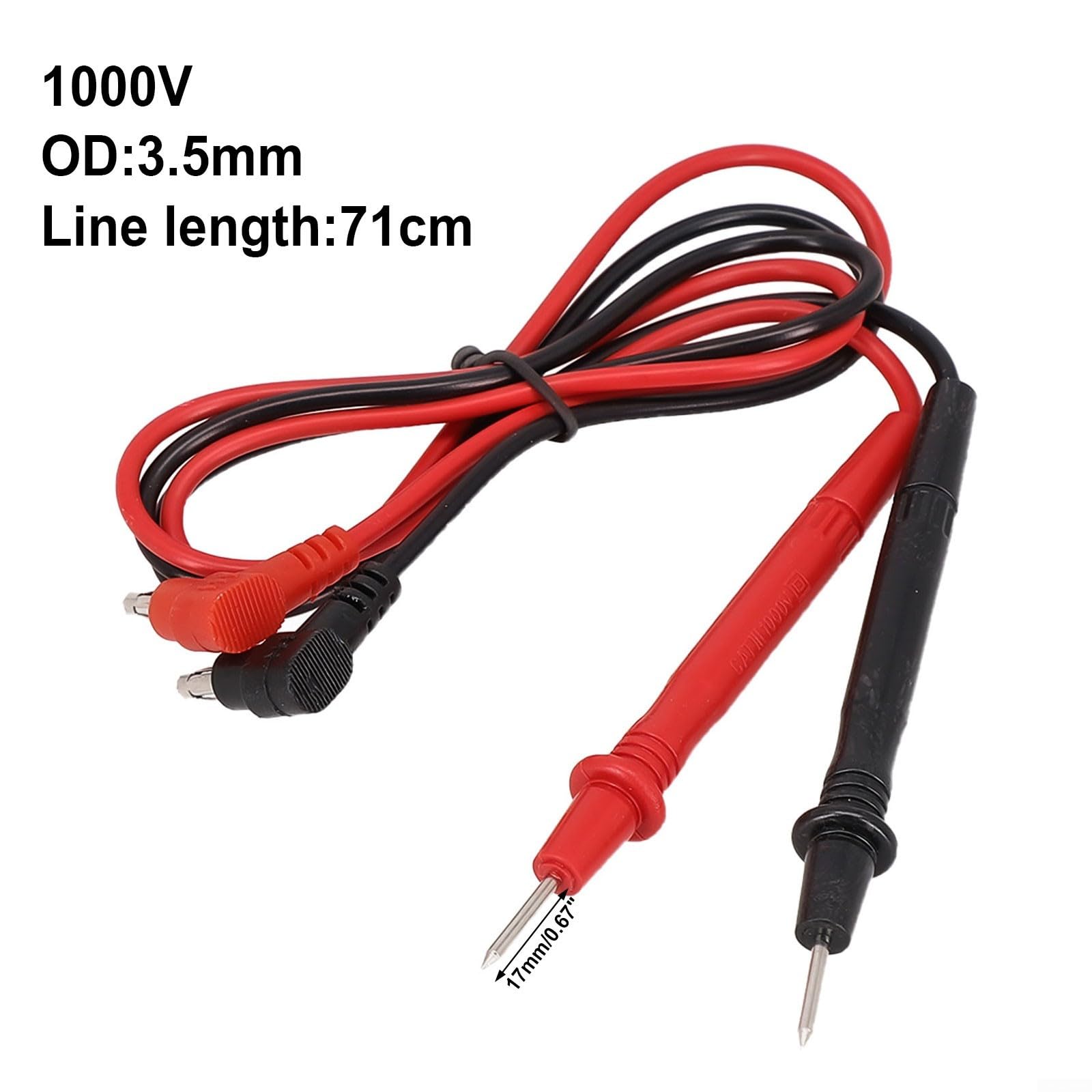 Cavi di prova per multimetro 1000 V 10 A, conduttori in rame schermato in silicone con punte in plastica resistente al calore, lunghezza 70 cm, rosso e nero, per multimetro standard tester
