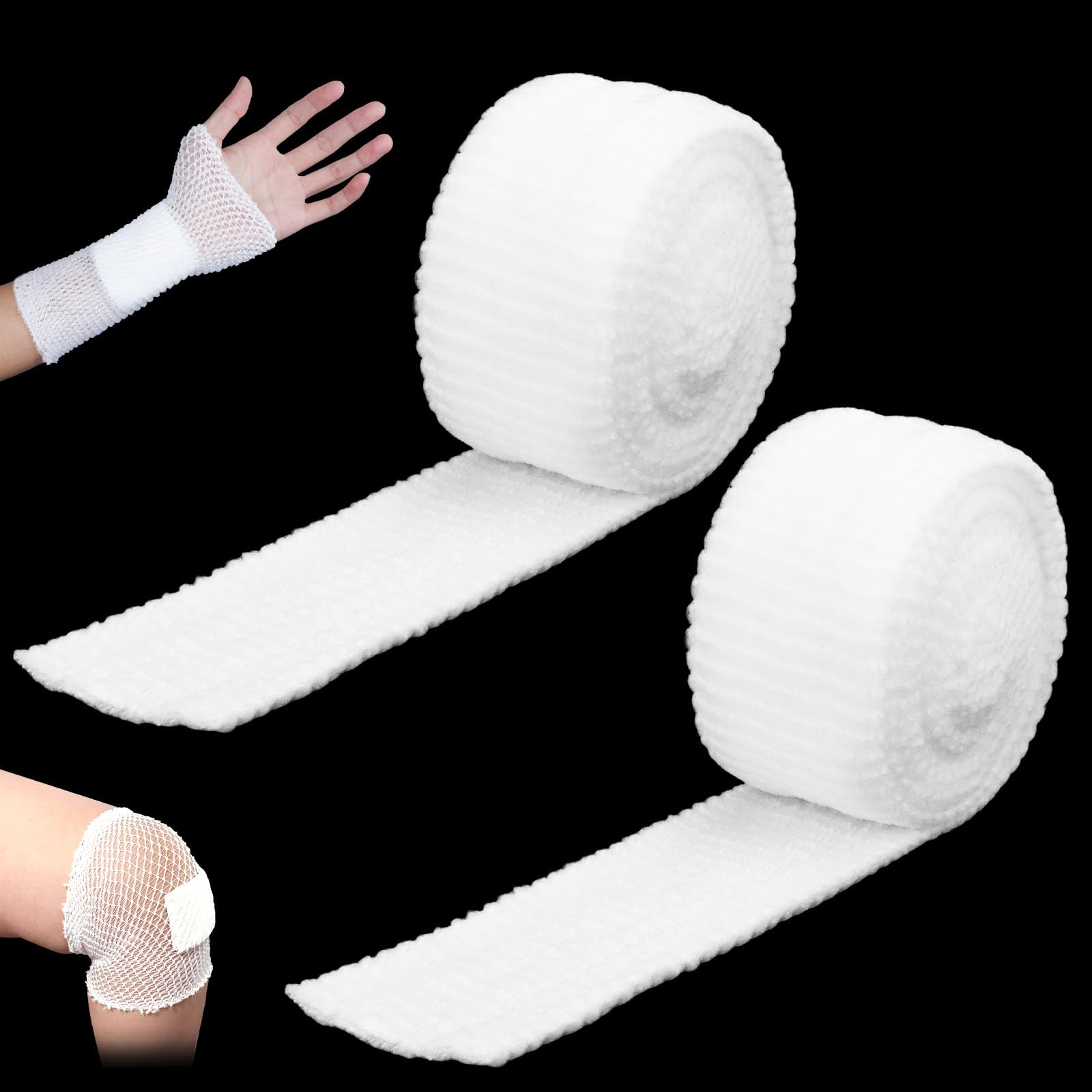 2 Rolls 4.36 Yard Tubular Bandage, 2.3 Inch Elastic Net Bandages, Wound Dressing Elastic Mesh Net, Tubular Gauze for Arm Wounds Without The Use of Adhesive Tape