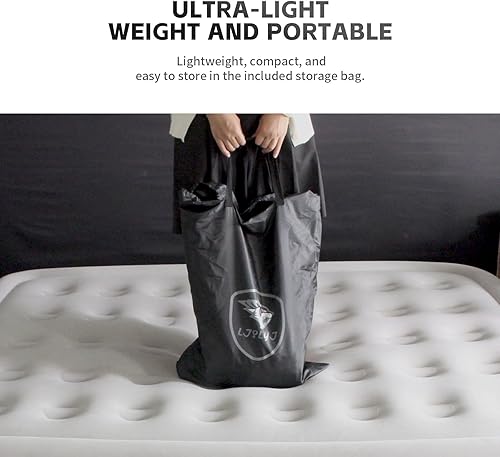 Miniatura 8 de LJSLYJ Colchón de aire individual con bomba incorporada, cama inflable en 2 minutos autoinfladodesinflado, superficie flocada, cama inflable para
