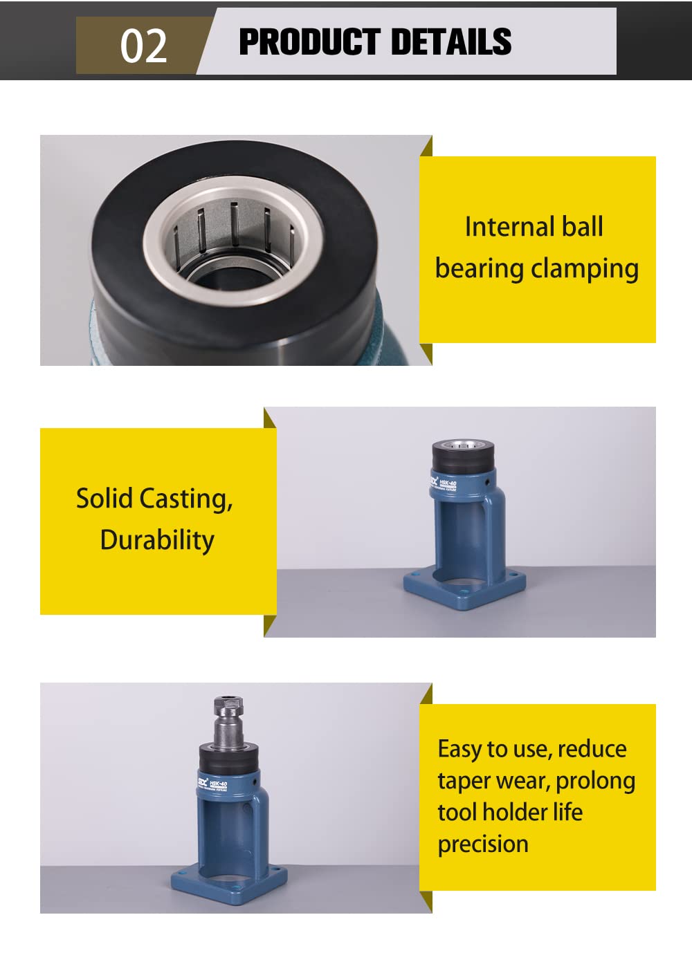 Porte-outils HSK-50 - Roulement à billes - Serrage - Support d'outils
