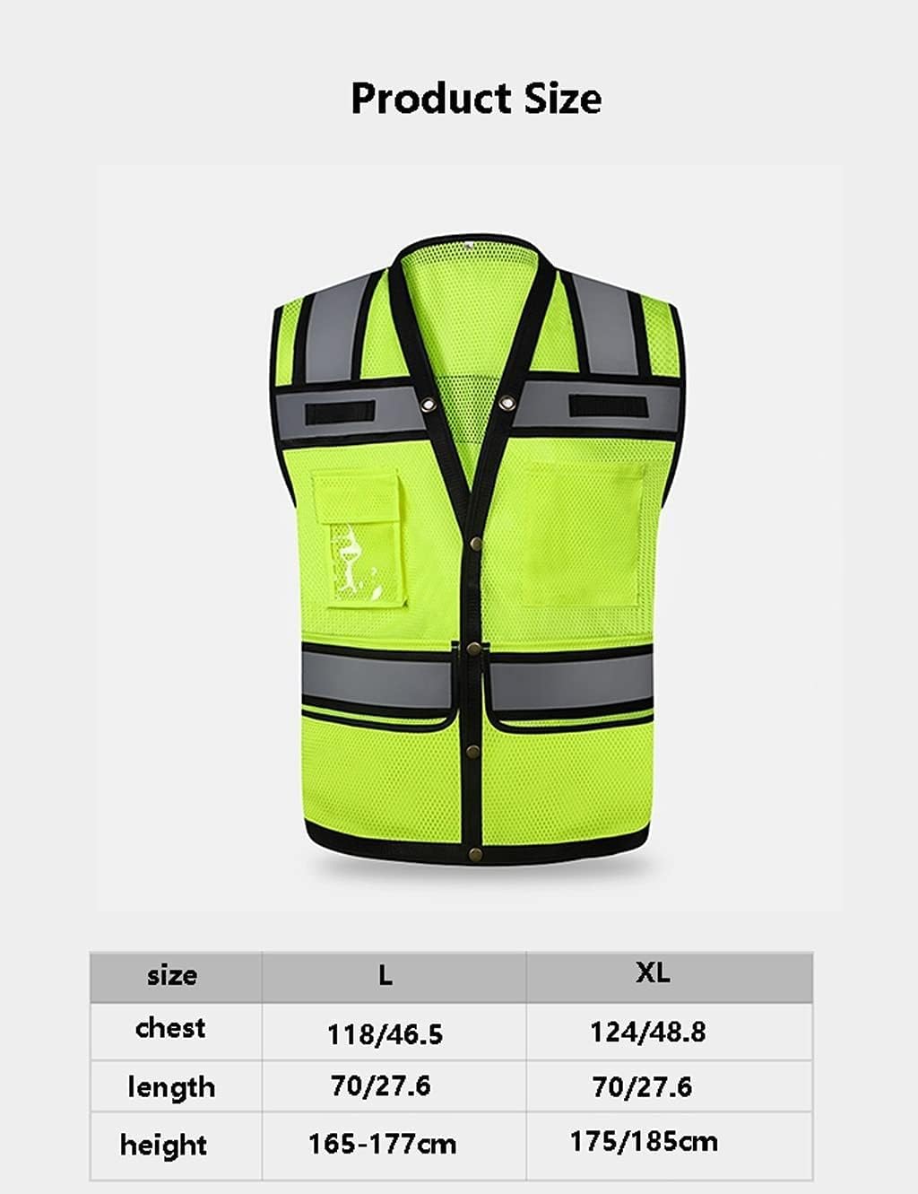 hi vis chaleco reflectante de alta visibilidad, Chaleco de seguridad Chaleco de seguridad de moda Chaleco reflectante de 4 bolsillos for andar en bicicleta y trotar