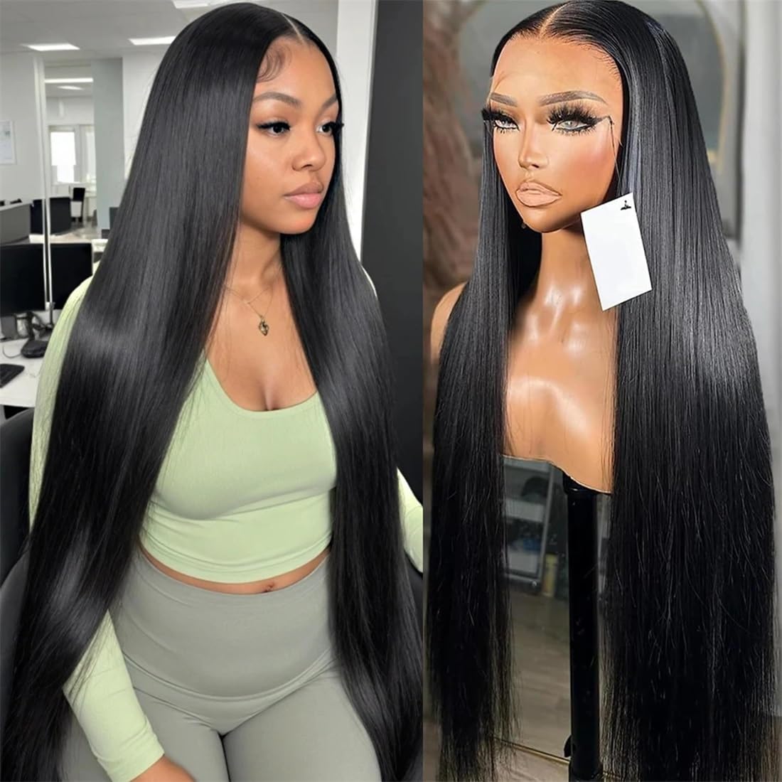 Bele 13x6 Straight Lace Front Wigs Human Hair 26 inch 180 Density Glueless Brazilian Straight HD Transparent Lace Front Wigs for Women Pre Plucked with Baby Hair Natural Color