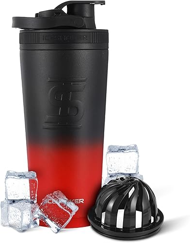 Miniatura 1 de Ice Shaker Botella agitadora de 26 onzas, botella de agua de acero inoxidable y mezclador de proteínas, como se vio en Shark Tank, botella de agua