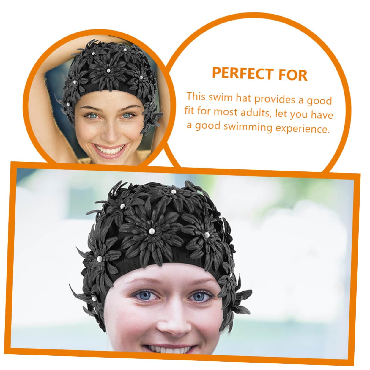 Abaodam Tapa De Natación De Flores Impermeable Proteccion Mujer Adulto Vistoso Reutilizable Tela Gorras De Natación Piscina Nadar Sombreros De Natación Largo Brocado