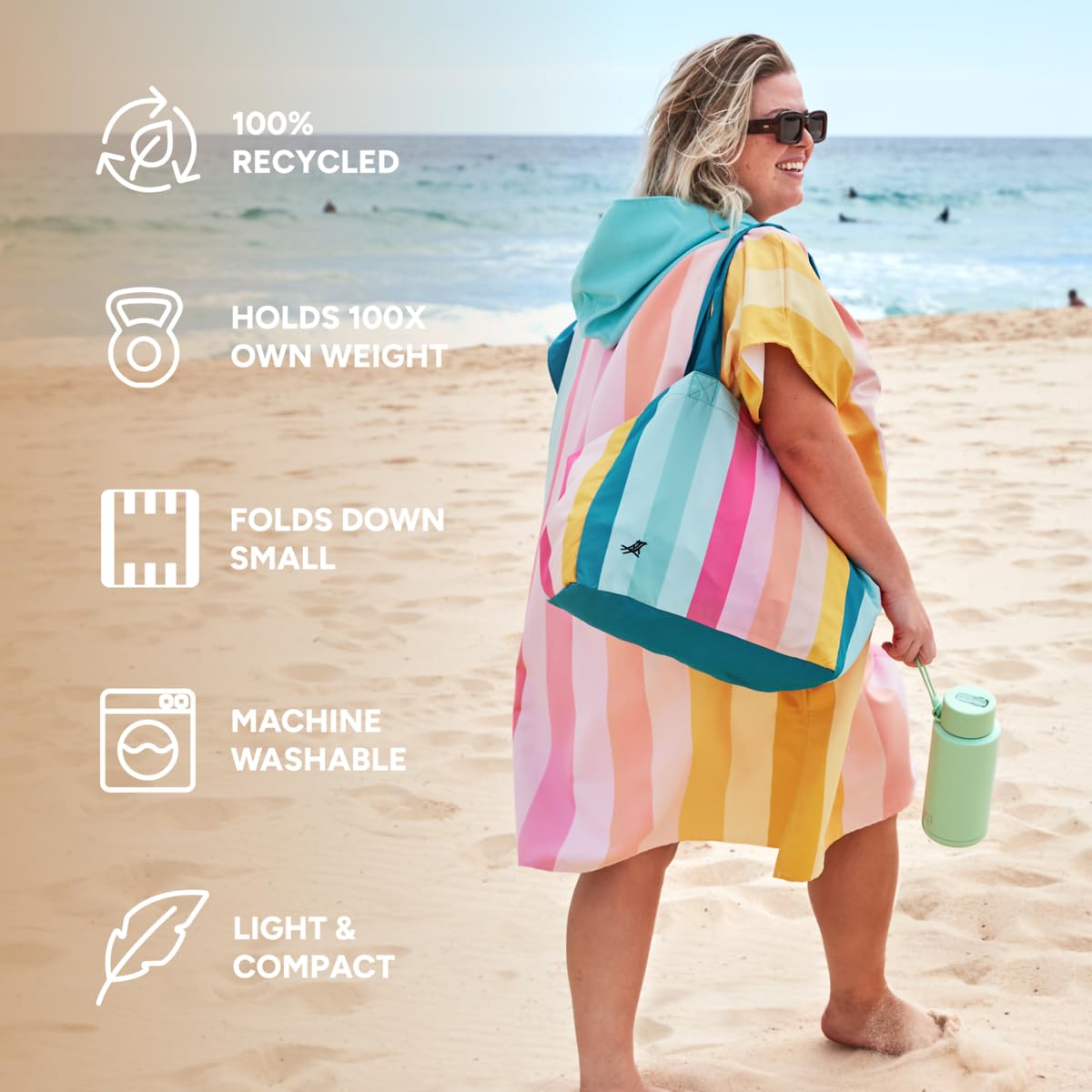 Dock & Bay Everyday Beach Tote Bag, Reusable Beach Handbag & Shopping Carrier, Coastal Candy, Summer, Coastal Candy - Image 2